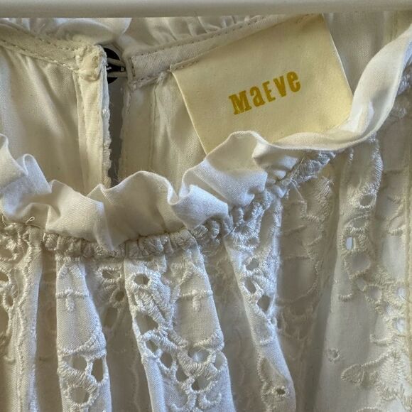 Anthropologie Maeve Eyelet Midi Dress White Sz 0 - Picture 6 of 9